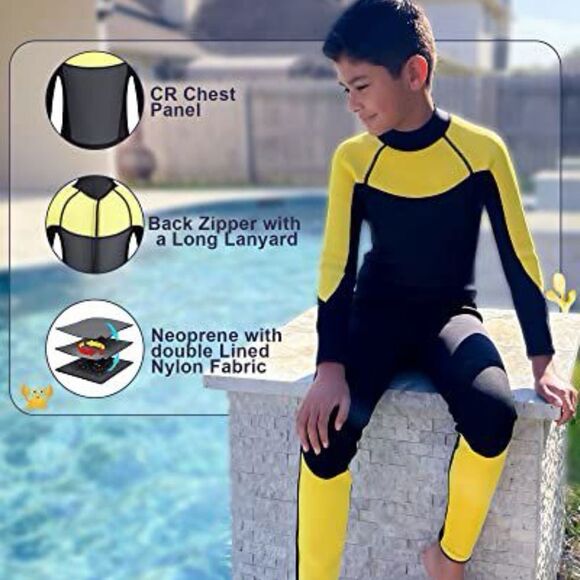 Xuker Kids Yellow and Black Wetsuit NWOT - Picture 2 of 6